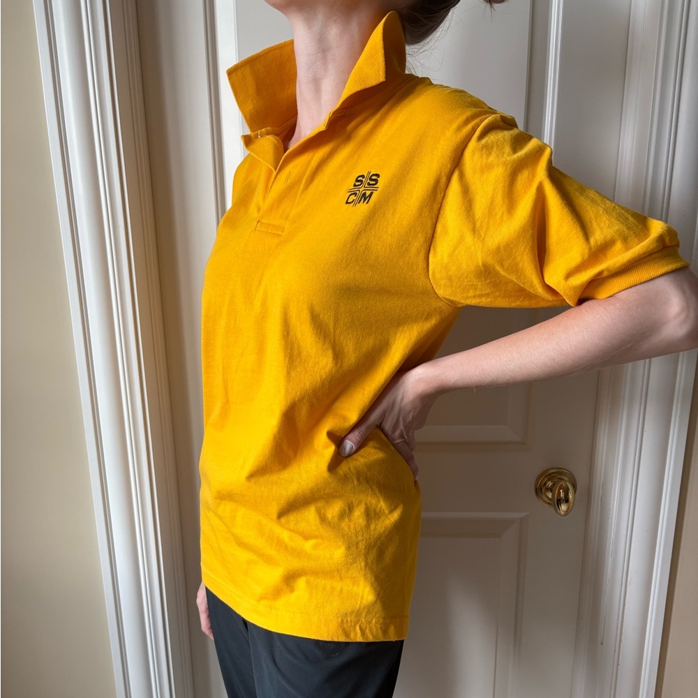 Jerzees Yellow Polo Shirt Size Small Gold Vintage 90s Polo Collared Shirt